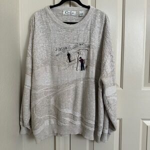 Vintage Cypress Links Golf Sweater XXL Made in‎ USA Embroidered Golf Scene Knit